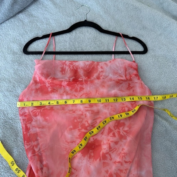 Vintage 90's City Triangles Printed Maxi Slip Dress Coral Pink Cowl Neck Size S - Picture 8 of 12